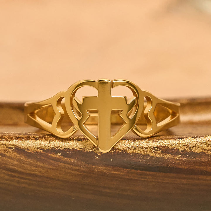 Timeless Heart Cross Adjustable Ring: A Gift Of Grace & Divine Intercession
