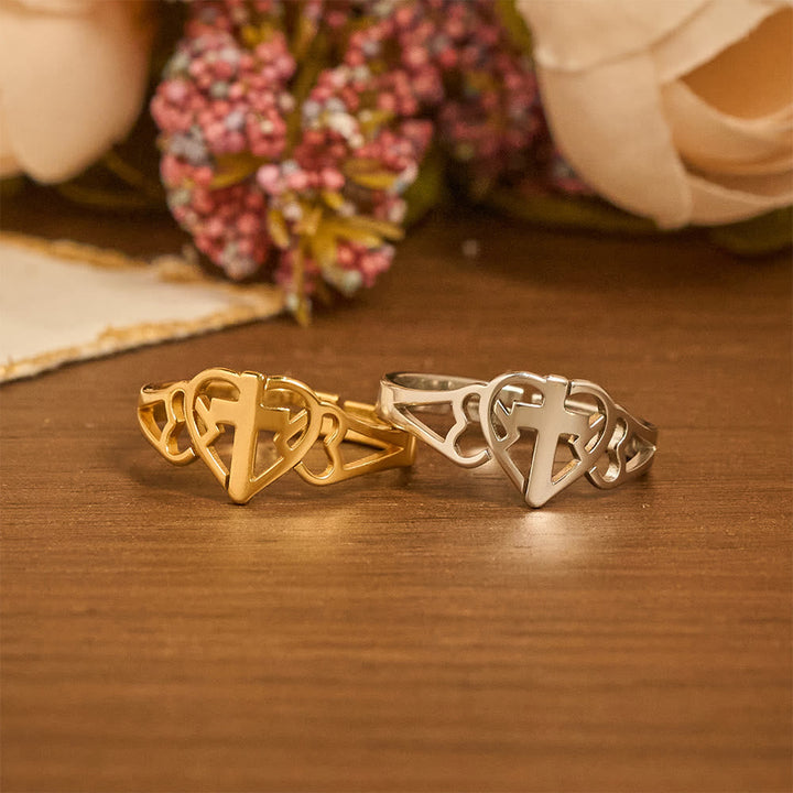 Timeless Heart Cross Adjustable Ring: A Gift Of Grace & Divine Intercession