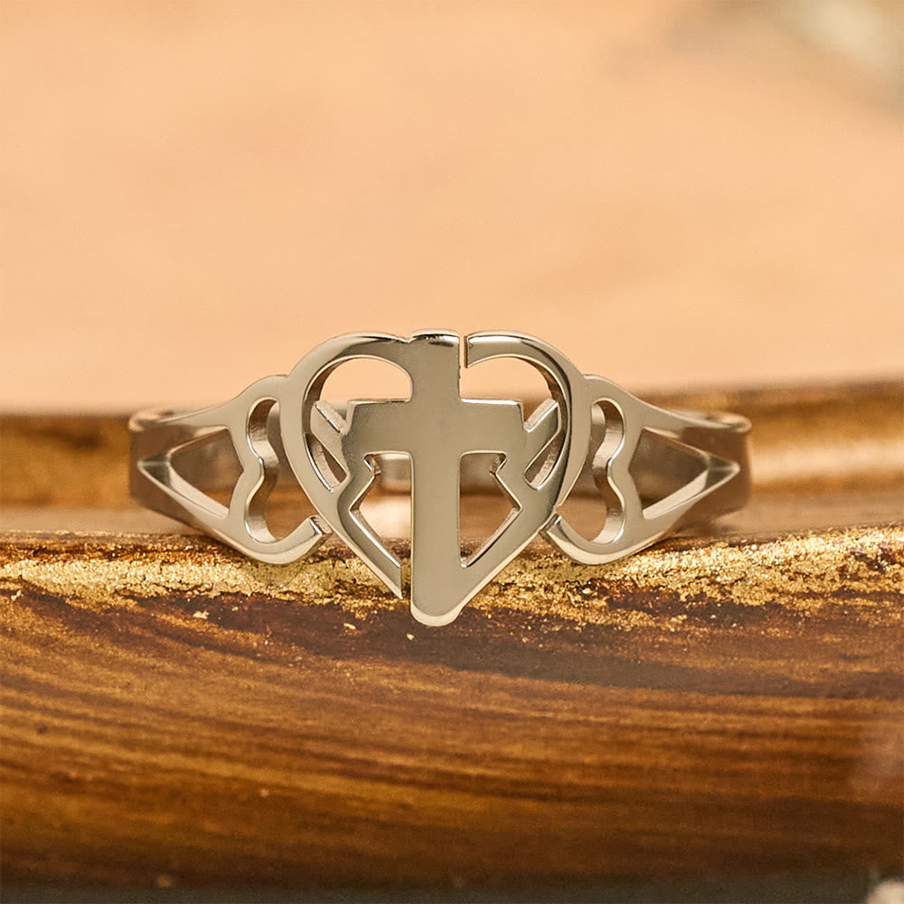 Timeless Heart Cross Adjustable Ring: A Gift Of Grace & Divine Intercession