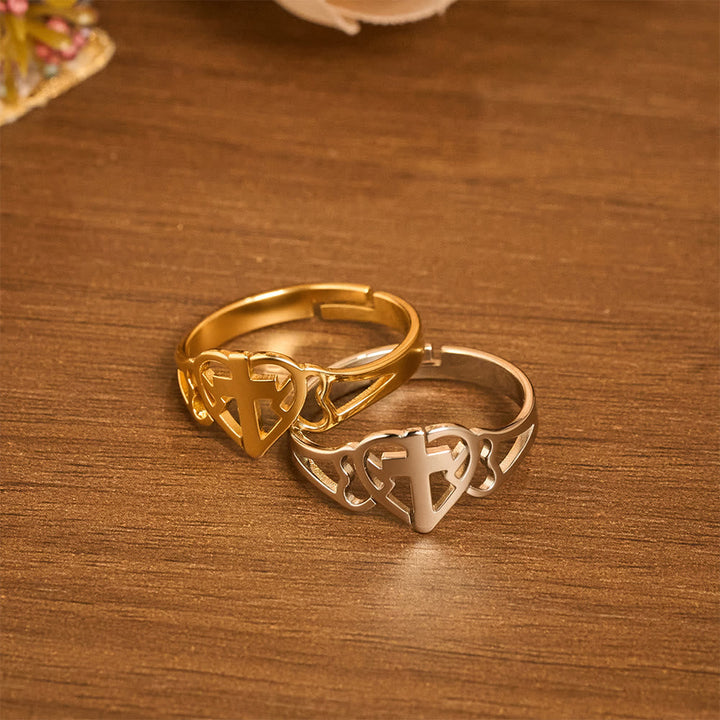 Timeless Heart Cross Adjustable Ring: A Gift Of Grace & Divine Intercession