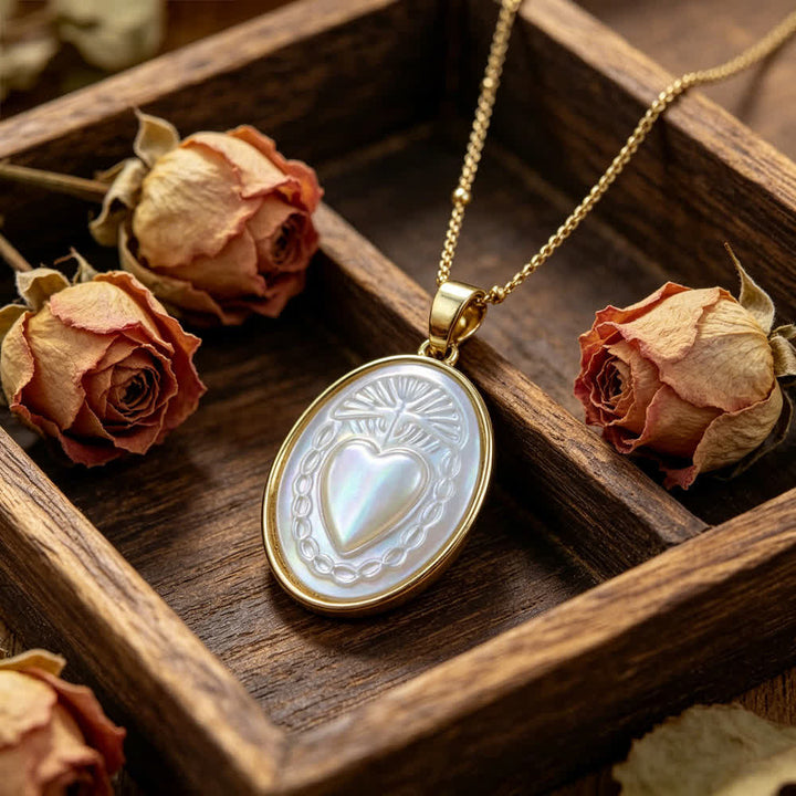Natural White Pearl Saint Necklace: Sacred Heart, Jesus, Our Lady & St. Michael