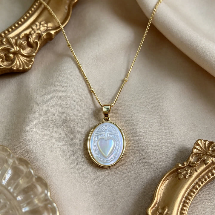 Natural White Pearl Saint Necklace: Sacred Heart, Jesus, Our Lady & St. Michael