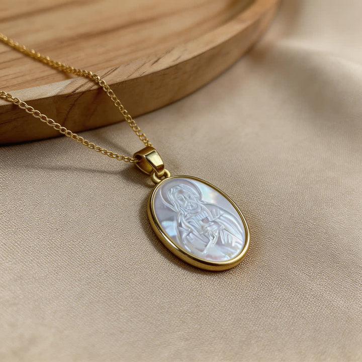 Natural White Pearl Saint Necklace: Sacred Heart, Jesus, Our Lady & St. Michael