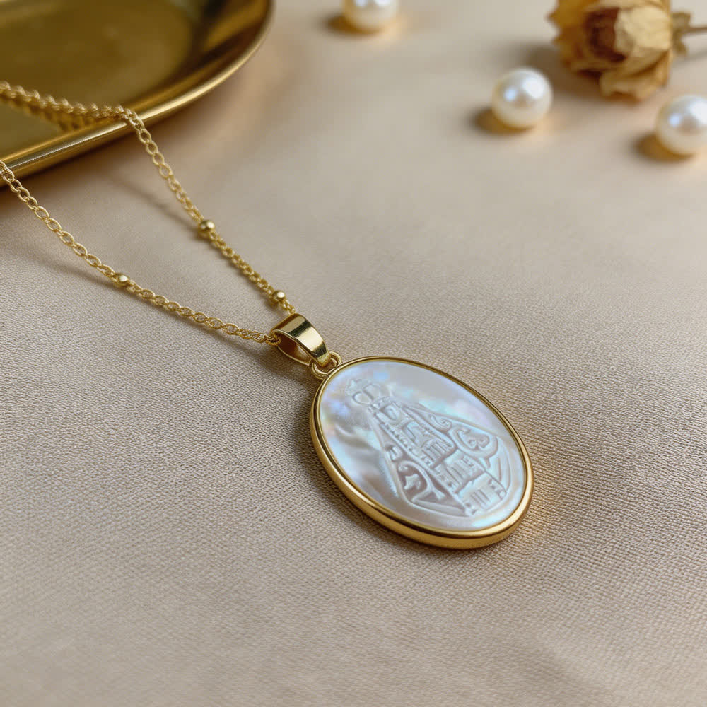 Natural White Pearl Saint Necklace: Sacred Heart, Jesus, Our Lady & St. Michael