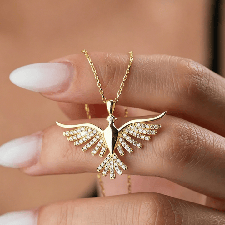 Sparkling Holy Spirit Dove Winged Necklace: Emblem of Divine Guidance