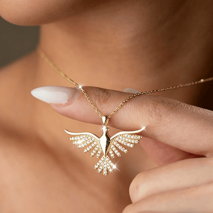Sparkling Holy Spirit Dove Winged Necklace: Emblem of Divine Guidance