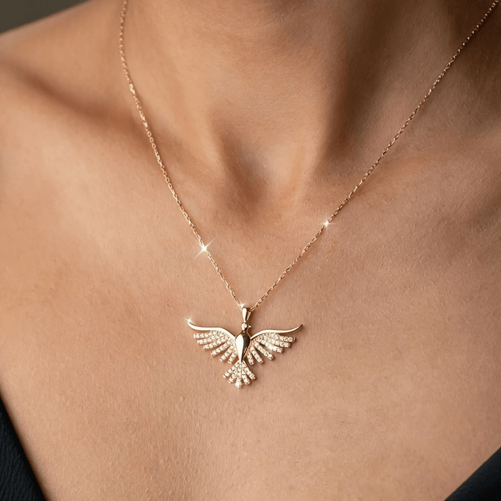 Sparkling Holy Spirit Dove Winged Necklace: Emblem of Divine Guidance