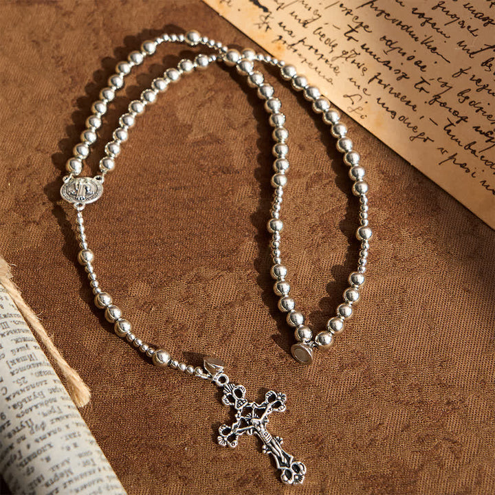 Sacred Silver Tone Magnetic Rosary Bracelet: 2-in-1 Prayer & Bracelet