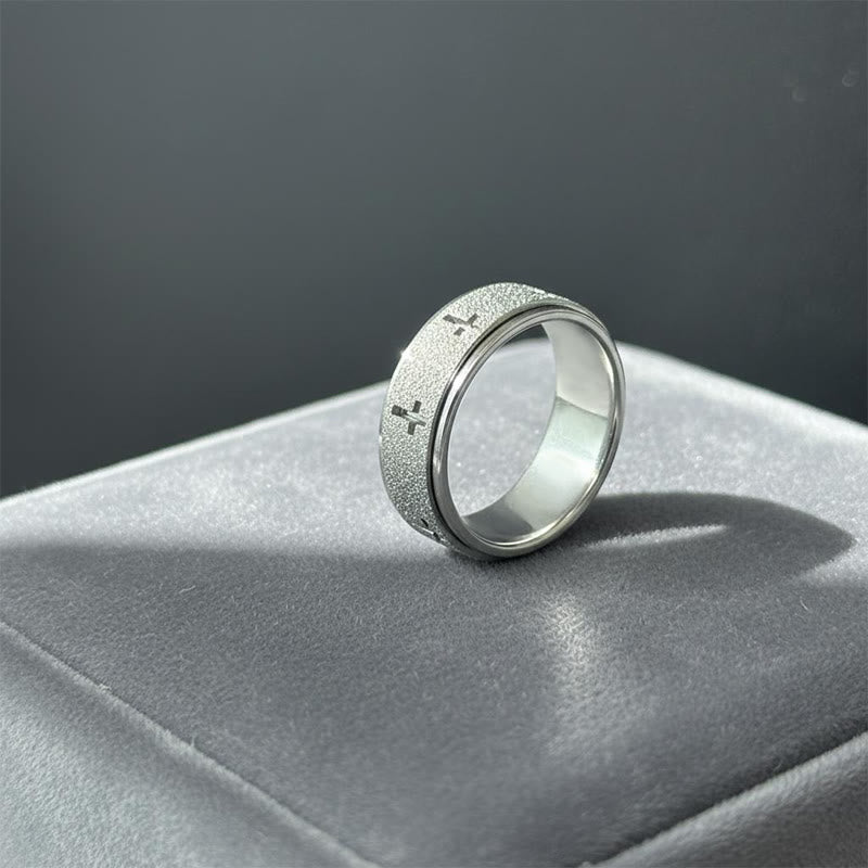 Rotating Cross Spinner Stress-relieving Ring: Emblem of Unshakable Faith