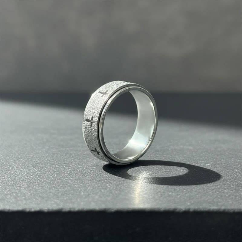 Rotating Cross Spinner Stress-relieving Ring: Emblem of Unshakable Faith