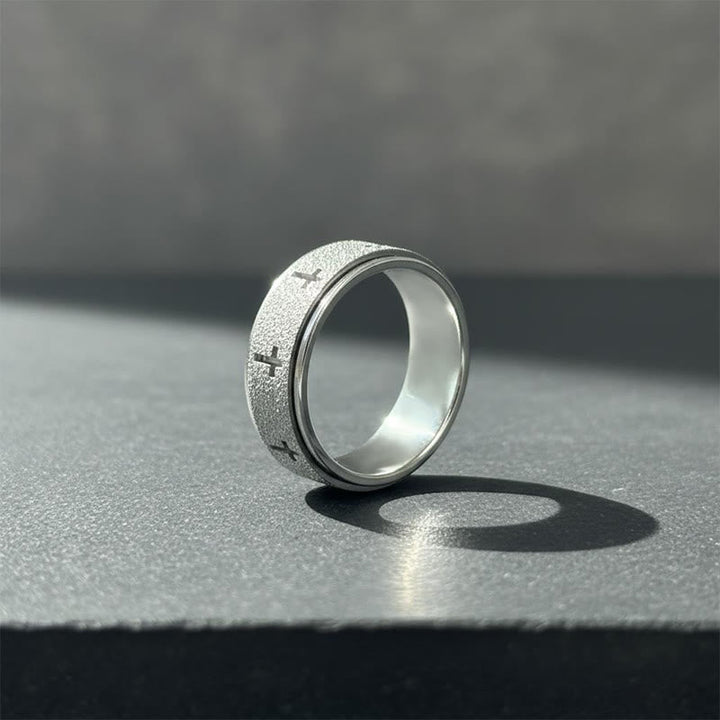 Rotating Cross Spinner Stress-relieving Ring: Emblem of Unshakable Faith