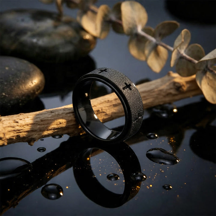Rotating Cross Spinner Stress-relieving Ring: Emblem of Unshakable Faith