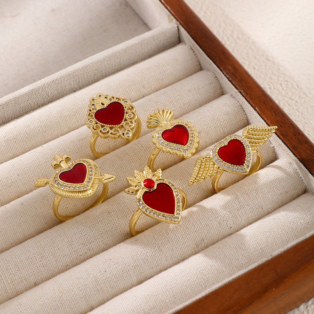 Sacred Heart Multi-Design Ring Collection: Emblem of Divine Love