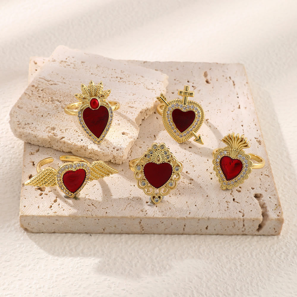 Sacred Heart Multi-Design Ring Collection: Emblem of Divine Love