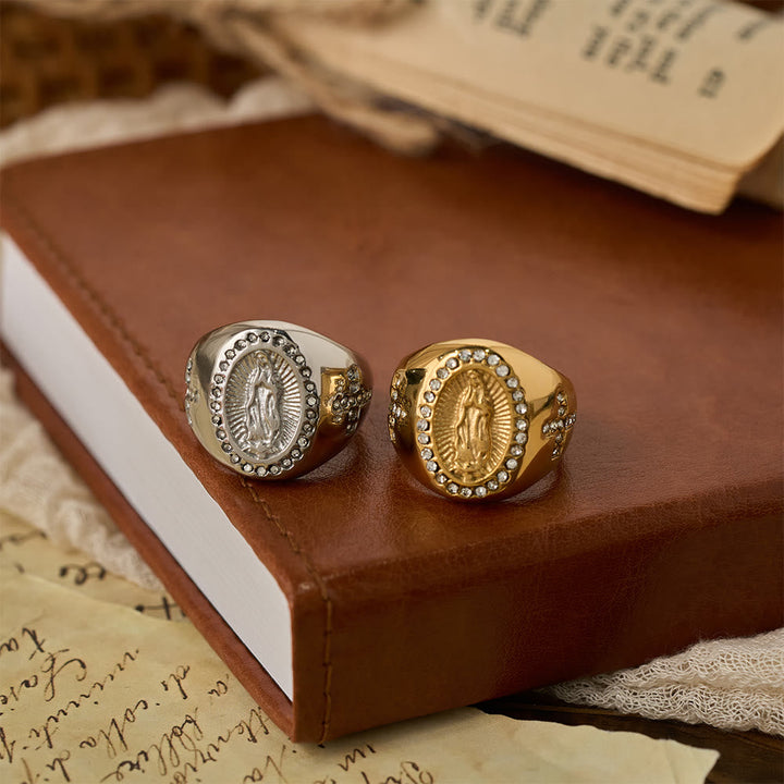Bold Our Lady Cross Signet Ring: Anchor Your Heart in Marian Faith