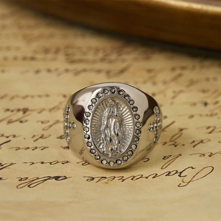 Bold Our Lady Cross Signet Ring: Anchor Your Heart in Marian Faith