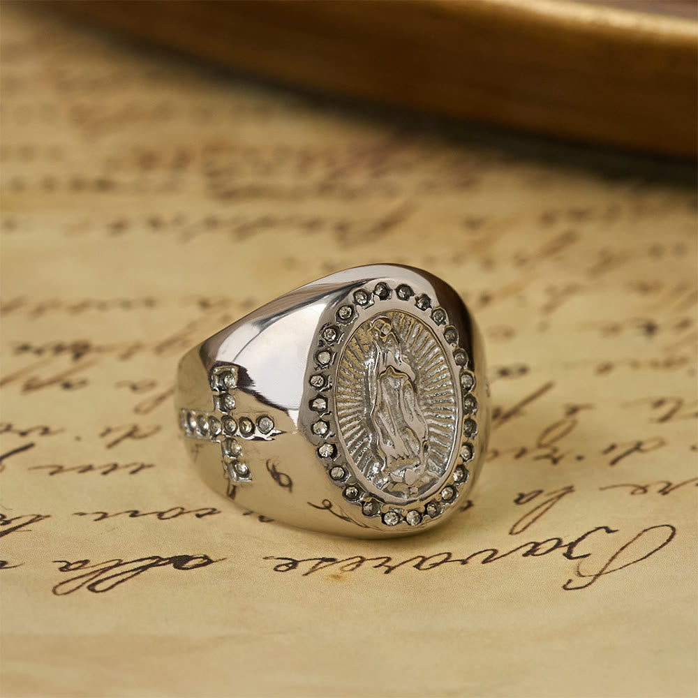 Bold Our Lady Cross Signet Ring: Anchor Your Heart in Marian Faith