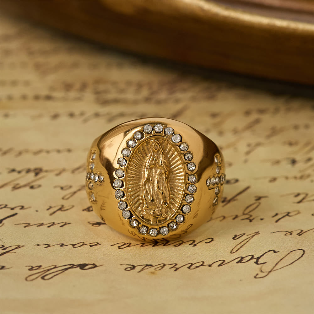 Bold Our Lady Cross Signet Ring: Anchor Your Heart in Marian Faith