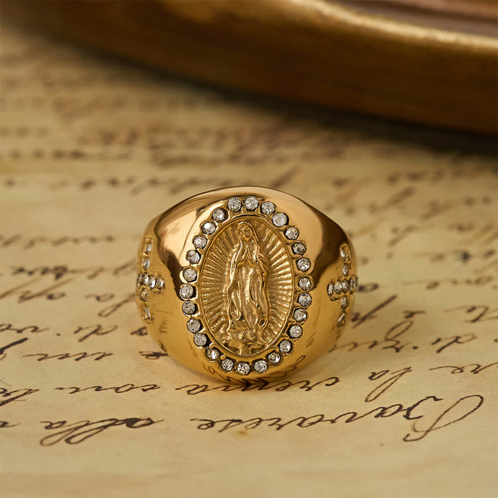 Bold Our Lady Cross Signet Ring: Anchor Your Heart in Marian Faith