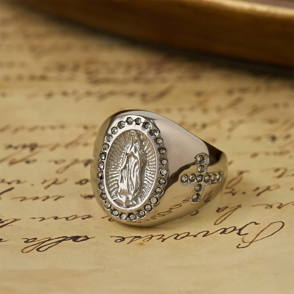 Bold Our Lady Cross Signet Ring: Anchor Your Heart in Marian Faith