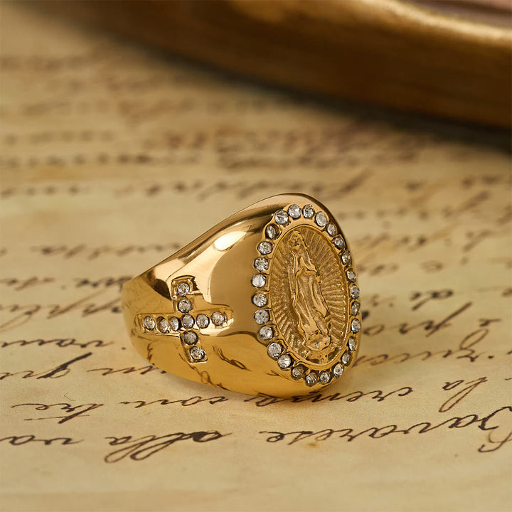 Bold Our Lady Cross Signet Ring: Anchor Your Heart in Marian Faith