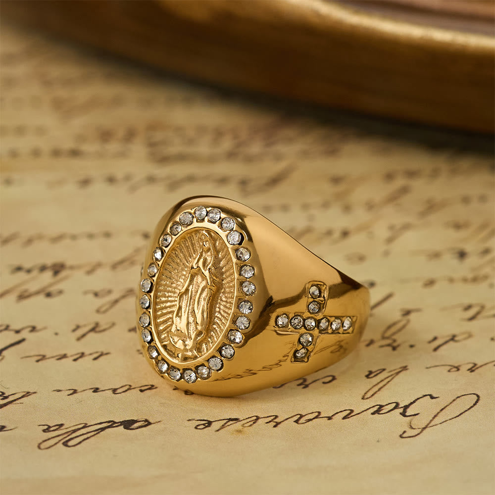 Bold Our Lady Cross Signet Ring: Anchor Your Heart in Marian Faith