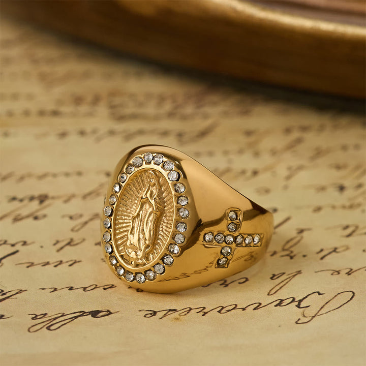 Bold Our Lady Cross Signet Ring: Anchor Your Heart in Marian Faith