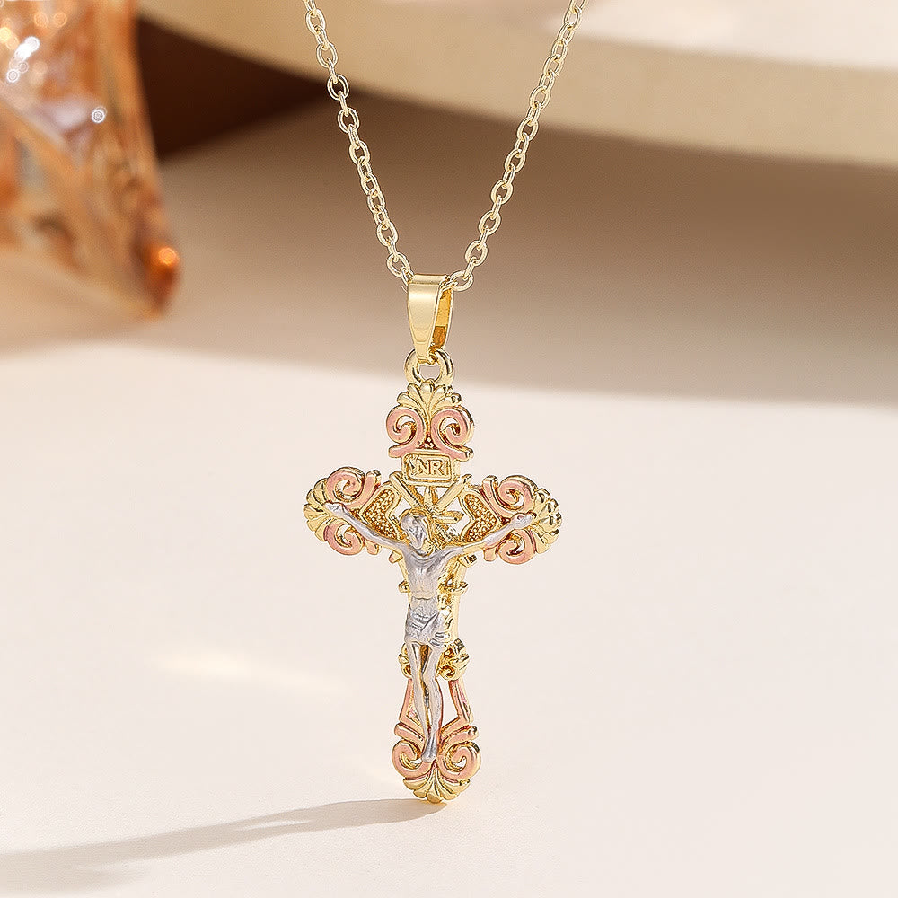 Ornate CZ Cross Faith Necklace: Symbol of Christ's Redemptive Love