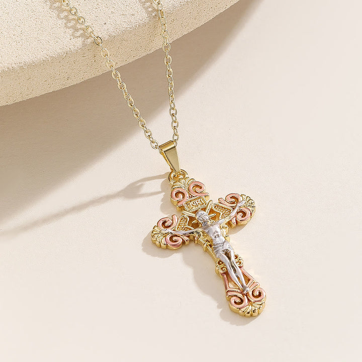 Ornate CZ Cross Faith Necklace: Symbol of Christ's Redemptive Love