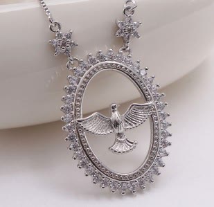 Dove Oval CZ Pendant Necklace: Emblem of Divine Peace & Holy Spirit