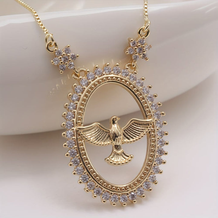 Dove Oval CZ Pendant Necklace: Emblem of Divine Peace & Holy Spirit