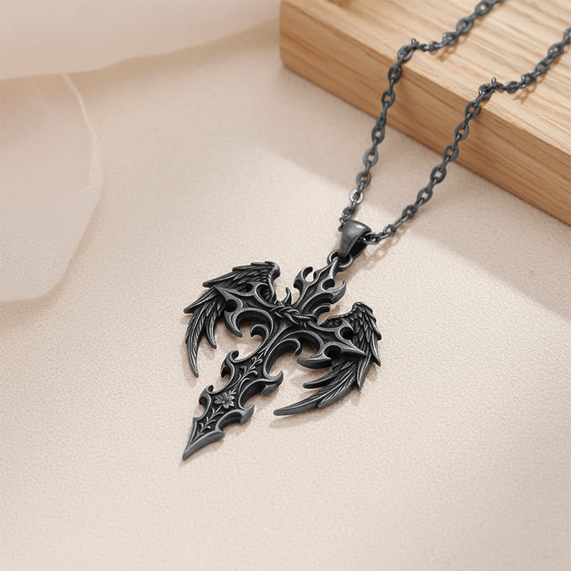 Crown of Thorns Gothic Cross Pendant Necklace: Emblem of Christ's Sacrifice & Redemption