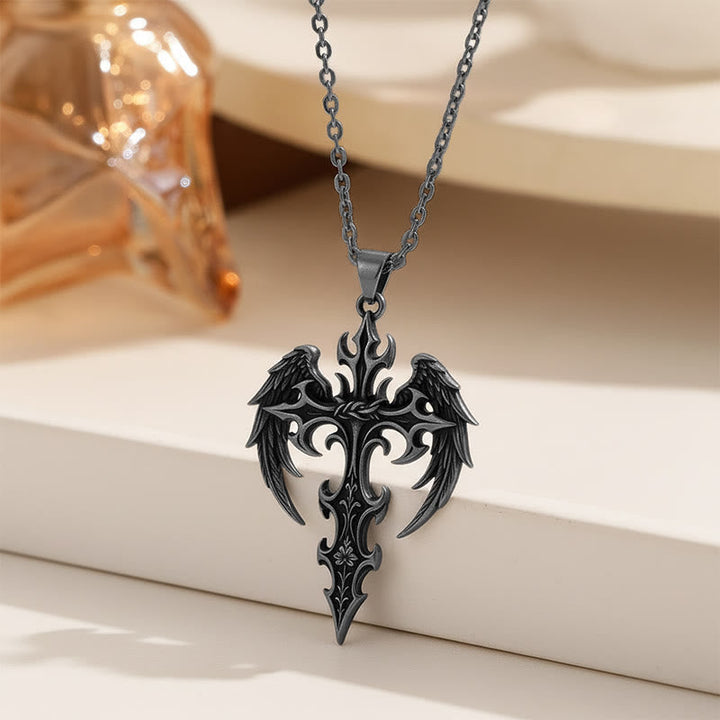 Crown of Thorns Gothic Cross Pendant Necklace: Emblem of Christ's Sacrifice & Redemption
