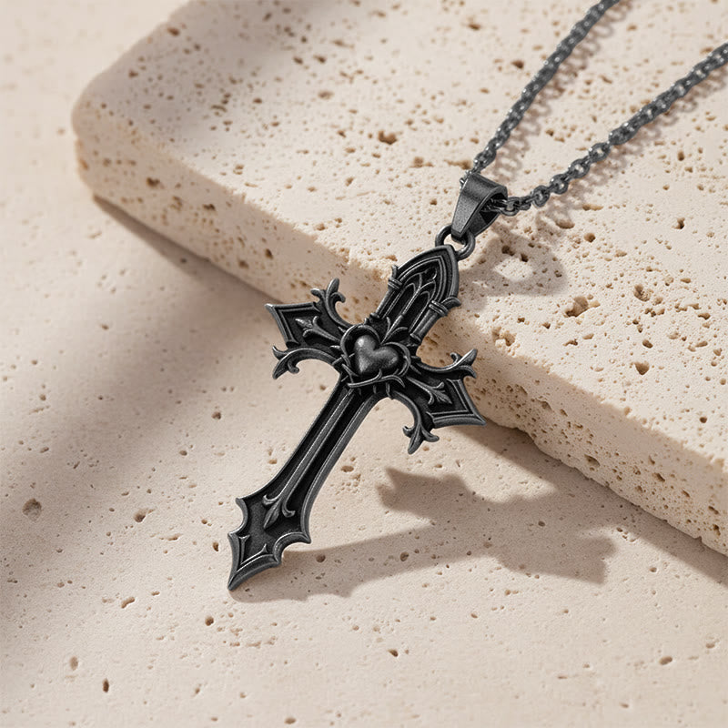 Crown of Thorns Gothic Cross Pendant Necklace: Emblem of Christ's Sacrifice & Redemption