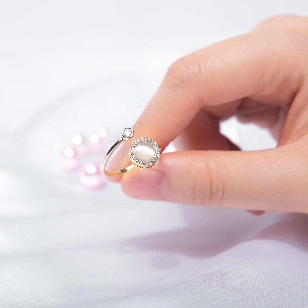 Anxiety ring spinner opal stone sterling silver