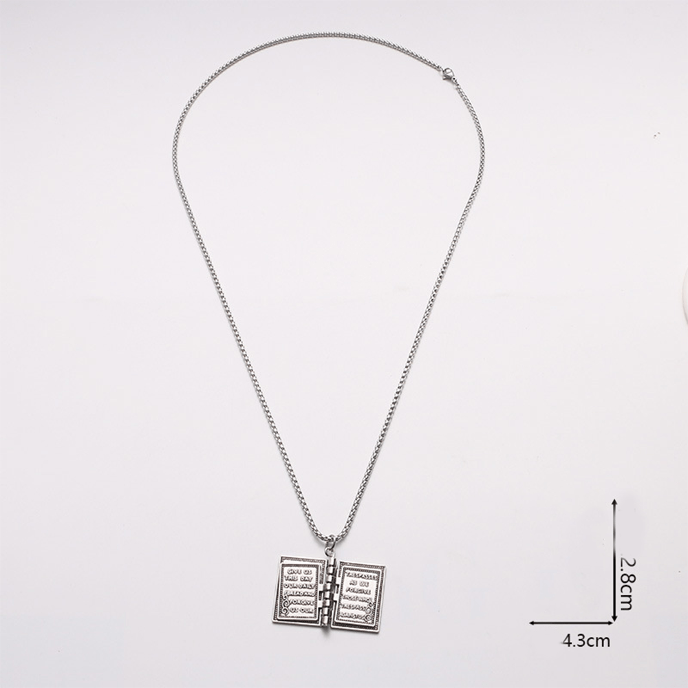 Turnable Holy Bible Pendant Christian Necklace