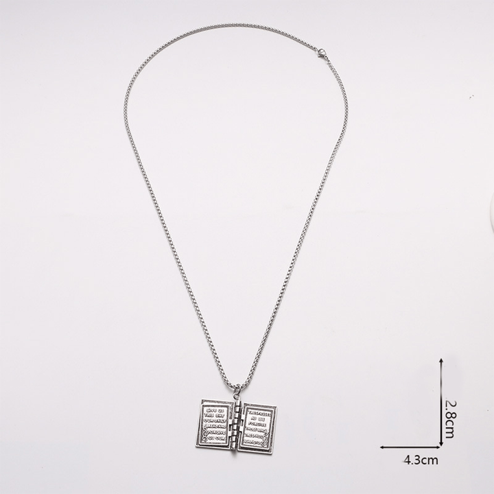 Turnable Holy Bible Pendant Christian Necklace