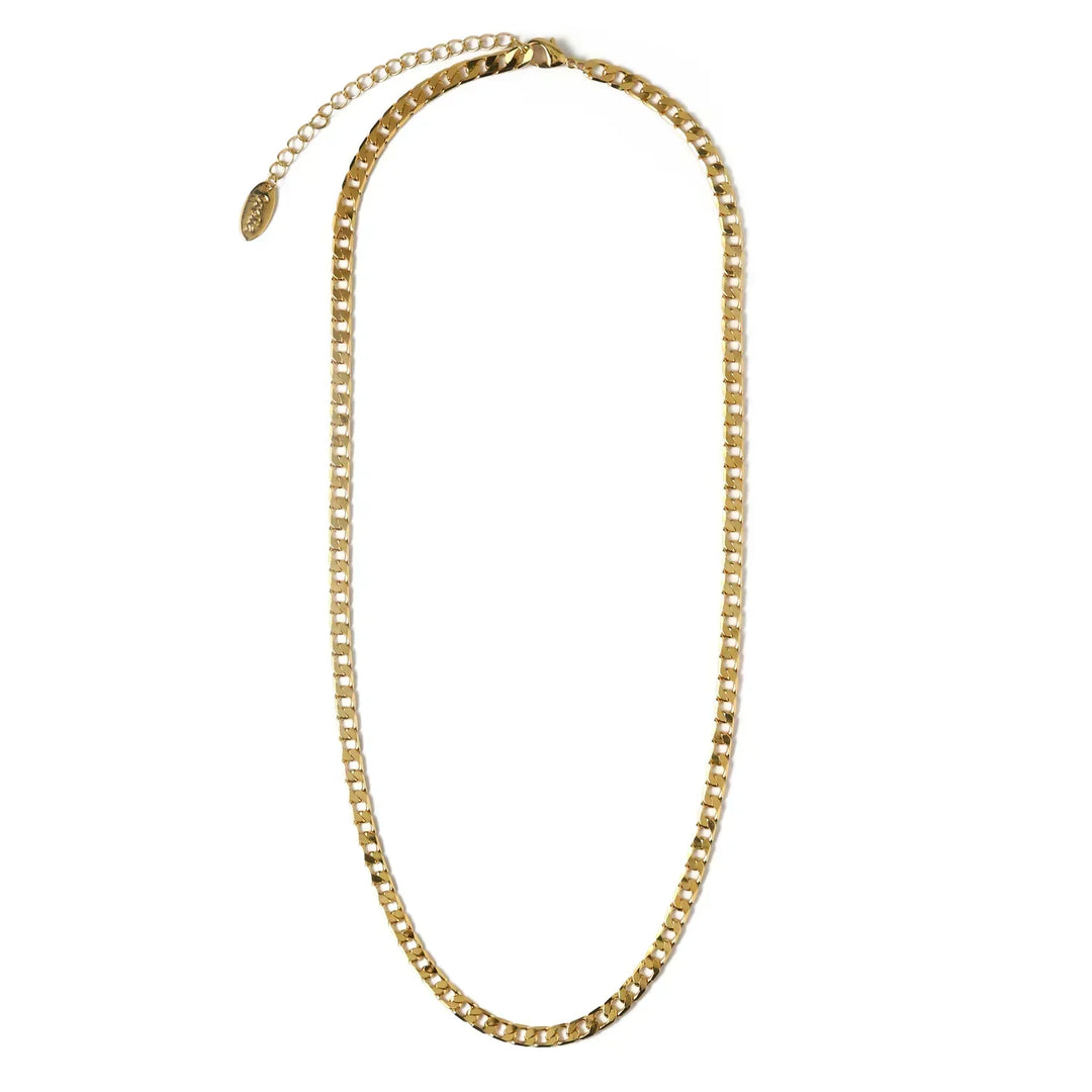 Flat Link Curb Chain Necklace | White Gold