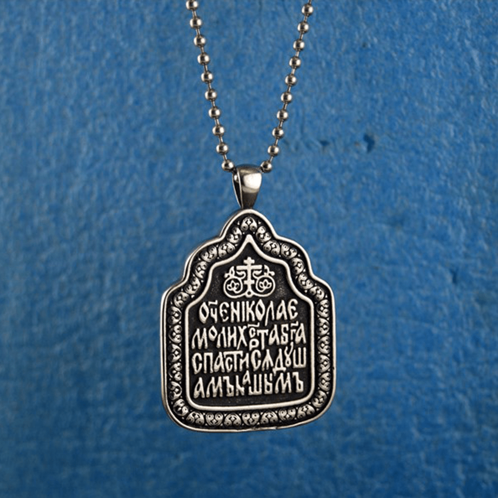 Father Blessing Charm Titanium Necklace