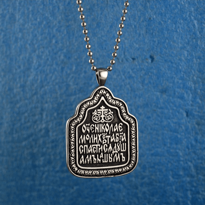 Father Blessing Charm Titanium Necklace