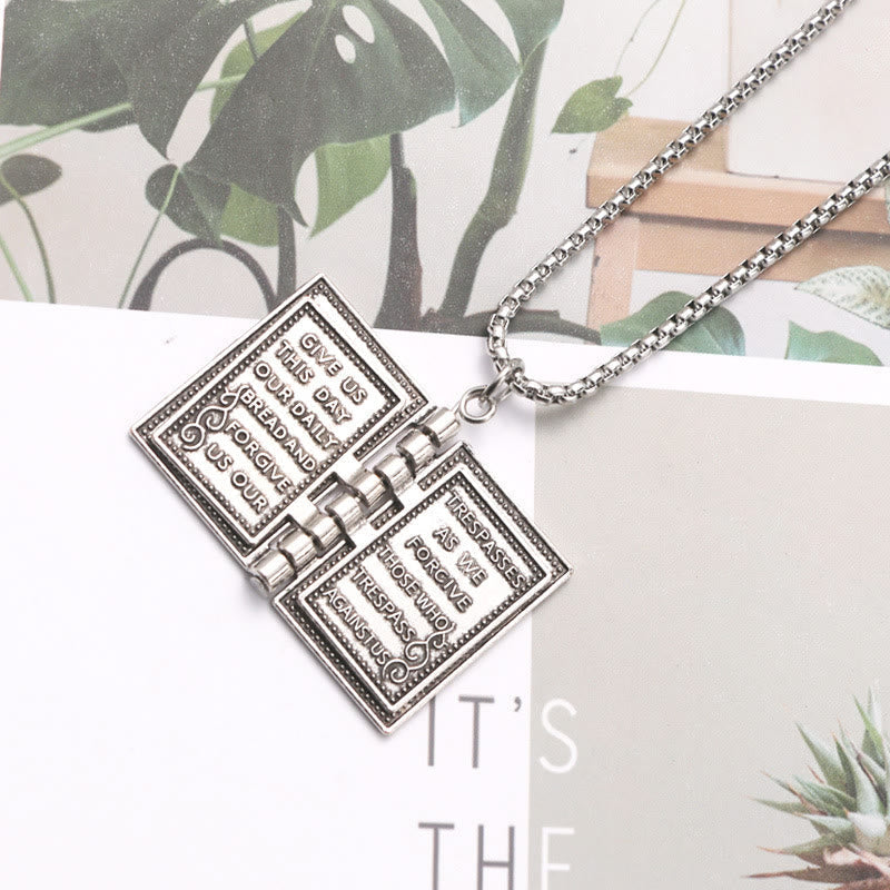 Turnable Holy Bible Pendant Christian Necklace
