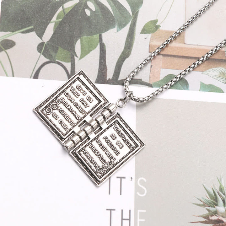Turnable Holy Bible Pendant Christian Necklace