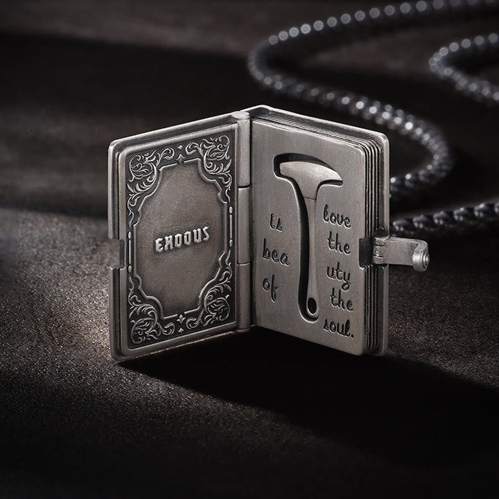 Bible with the Removable Rock Hammer Necklace