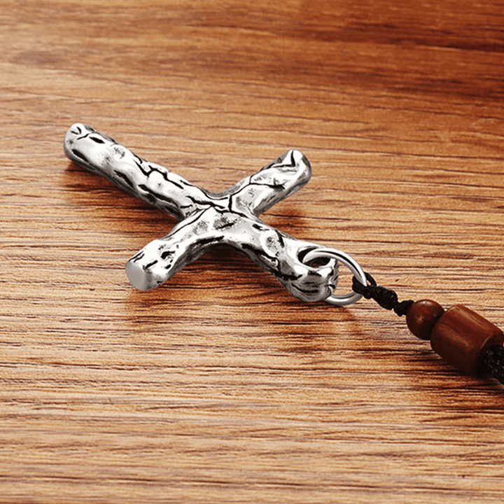 Minimalist Style Heavy Metal Cracked Cross Necklace