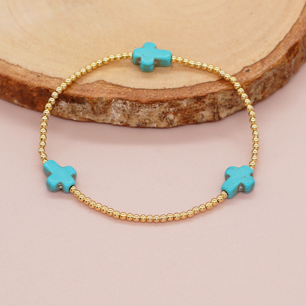 Original Design Turquoise Cross Beads Bracelet