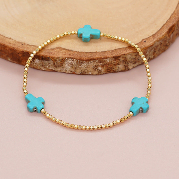 Original Design Turquoise Cross Beads Bracelet