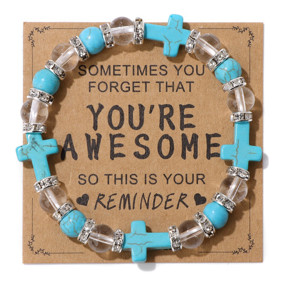 Turquoise Cross Clear Beads Shelter Bracelet