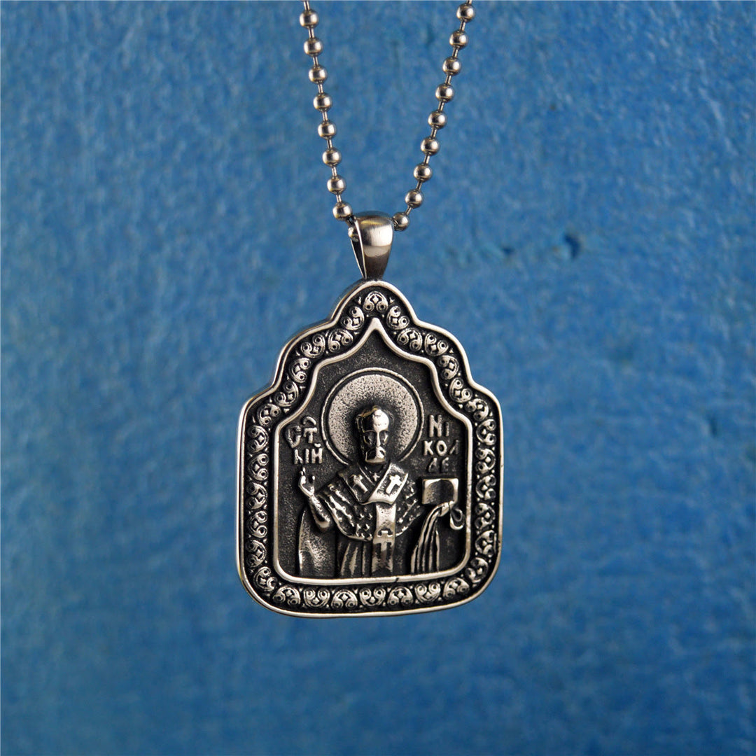 Father Blessing Charm Titanium Necklace
