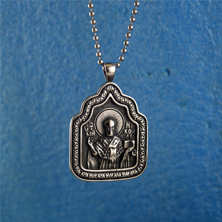 Father Blessing Charm Titanium Necklace
