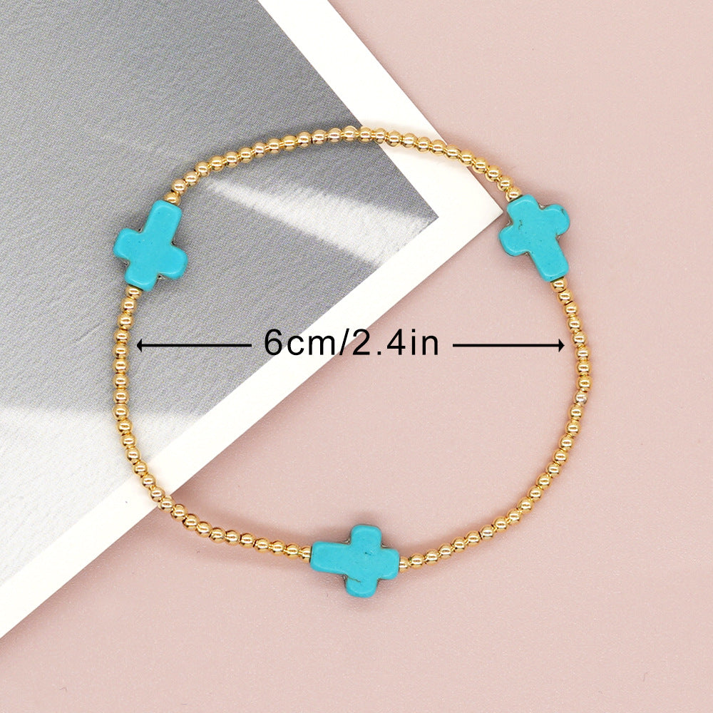 Original Design Turquoise Cross Beads Bracelet